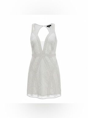 Lulus Love Romance White Beaded Sequin Cutout Mini Dress